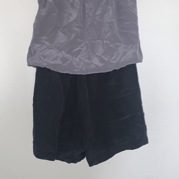 Express Charcoal Grey and Black Ruffle V Neckline Silk Halter Neck Romper - Picture 9 of 11